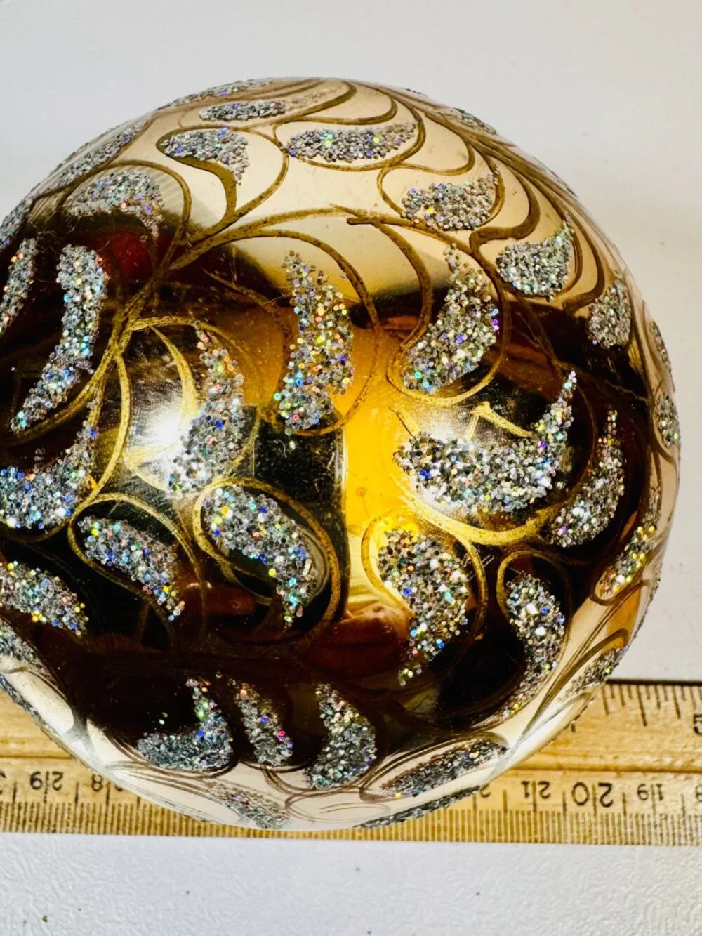 2 Golden and Silver Glass Christmas Balls 4
